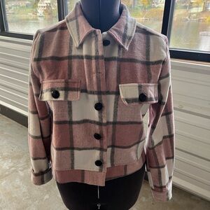 Kori Pink and White Plaid Utility Jacket